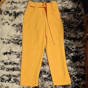 Women's Yellow Tie Front Belted Pants
